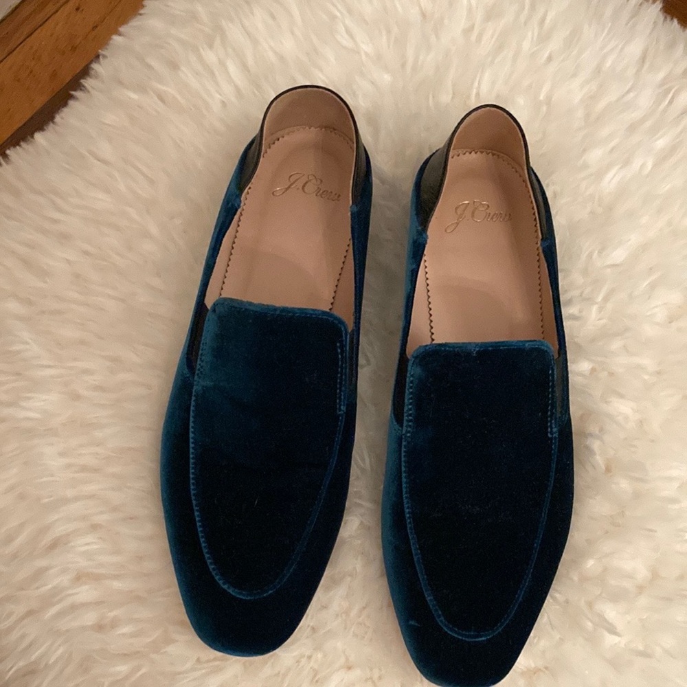 J. Crew Convertible Smoking Slipper/Mule in Dark Sea Velvet